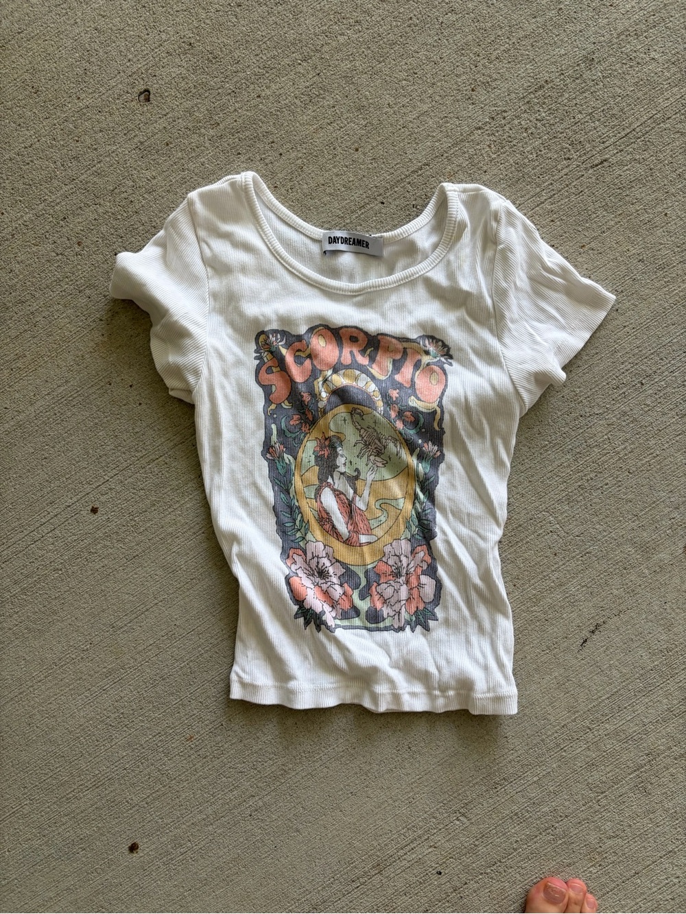 Daydreamer White Graphic 'Scorpio' Short Sleeve Tee